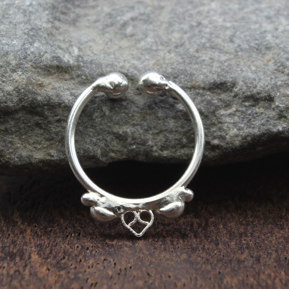 Septum Nose Ring Sterling Silver Diamond Cut Nose Ring
